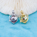 C030121 Sterling Silver Freshwater Pearl Cage Pendant Necklace Jewelry Locket for Pearl Party