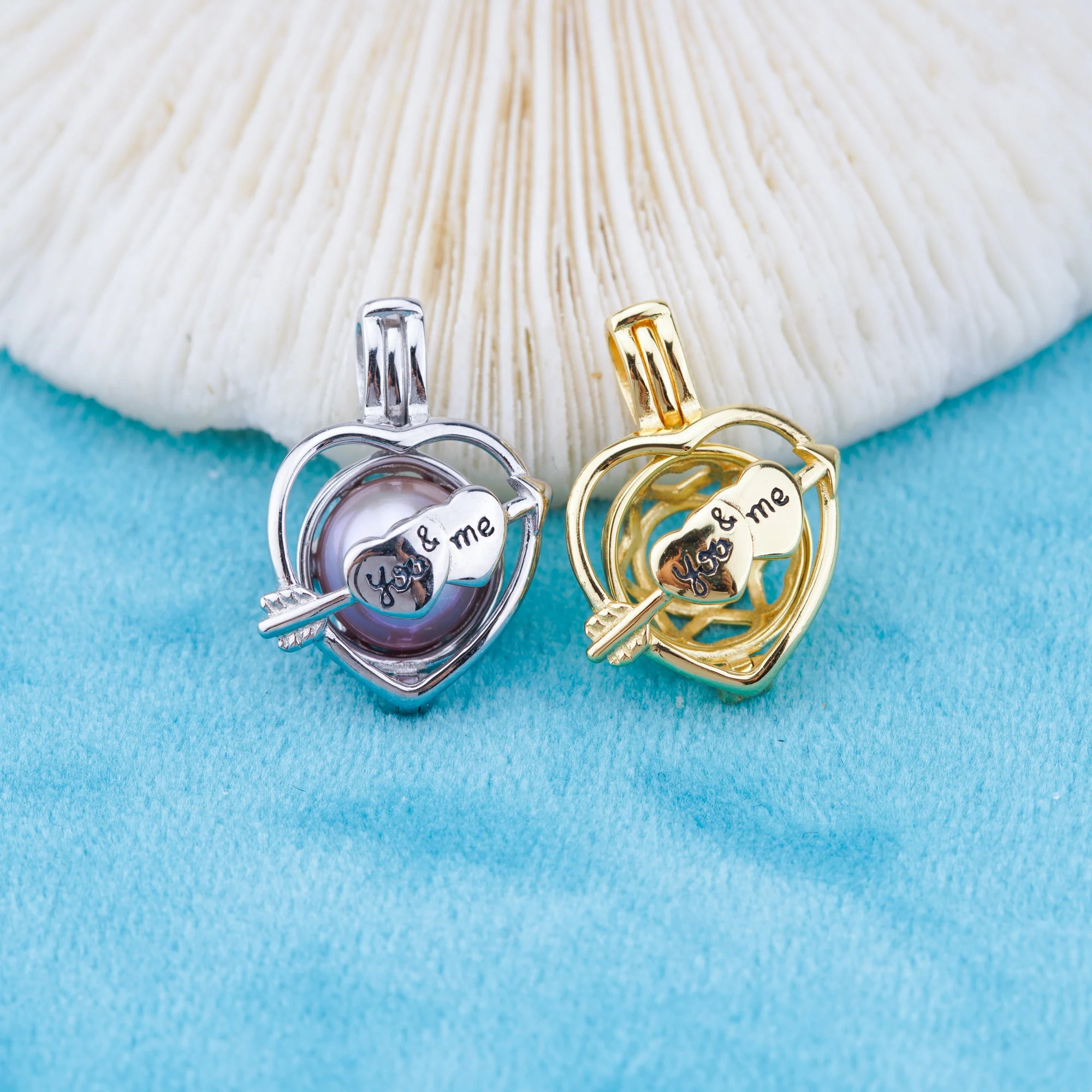 C030121 Sterling Silver Freshwater Pearl Cage Pendant Necklace Jewelry Locket for Pearl Party