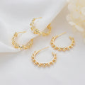Wholesale 14K Gold Plated C Shaped Half Circle Women's Jewelry Earrings Vine Round Ball Beads Fashion Studs Earring