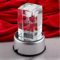 Mh-ft0062 Crystal Paperweight Led Light Rose Laser Crystal Cube for Wedding Gift 3d Laser Crystal Craft