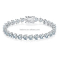 Fashion Hot Sale S925 Silver Personalized Designer Heart Bracelets Plated in White Gold 5MM Moissanite Tennis Bracelets