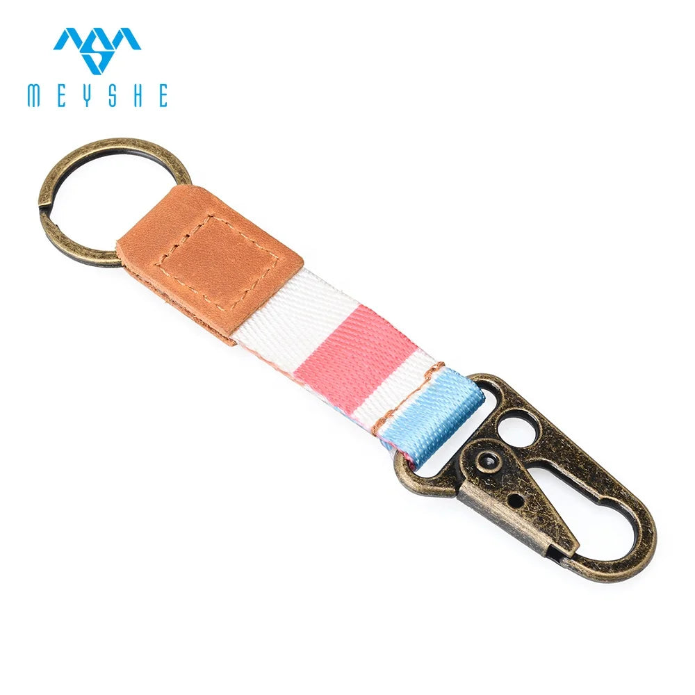 Factory Custom Fashion Genuine Leather Key chains Elegant Keyrings with Rings for Keys