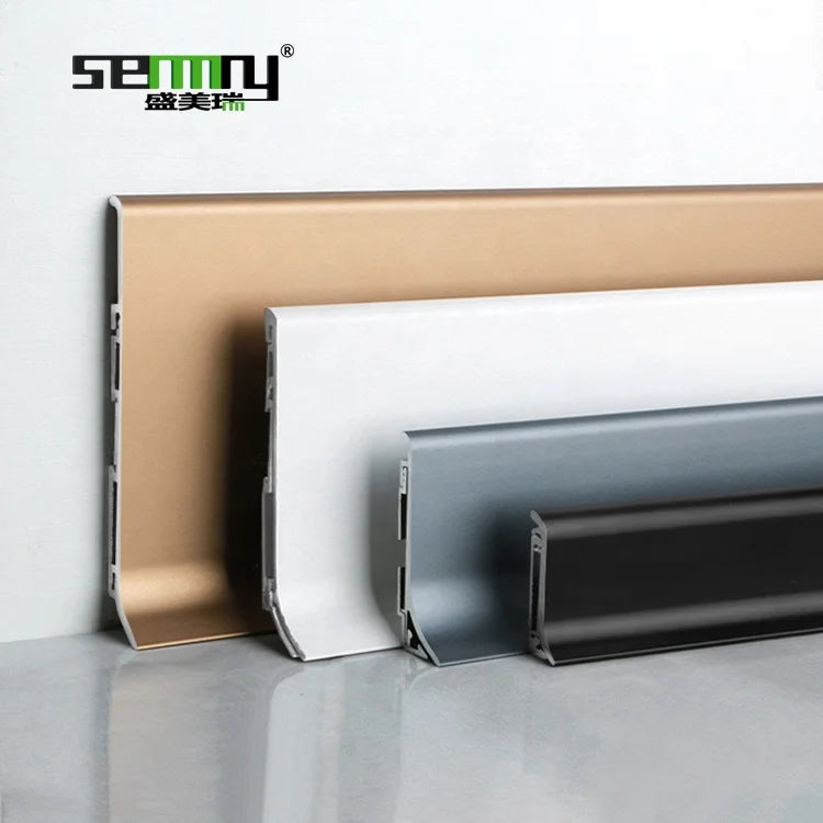 Aluminium Skirting Board Profile Covers Floor Gaps up to 15mm Waterproof Wall Skirting Board Floor Molding