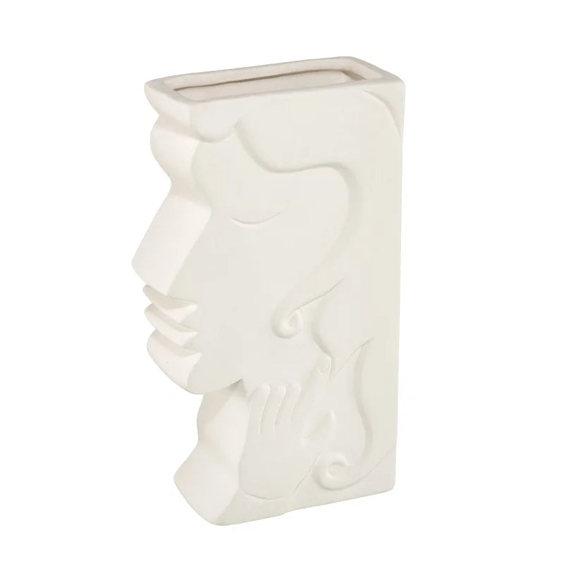 Modern Creative Ceramic Face Vase Self-Watering Drainage Hole for Home Garden Outdoor Decoration Flower/Green Plant Box Packed
