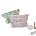 Wholesale Customized Cute Young Girl Korea Style Simple Cotton Cosmetic Bag Ladies Wool Tweed Fabric Makeup Bag Wash Bag