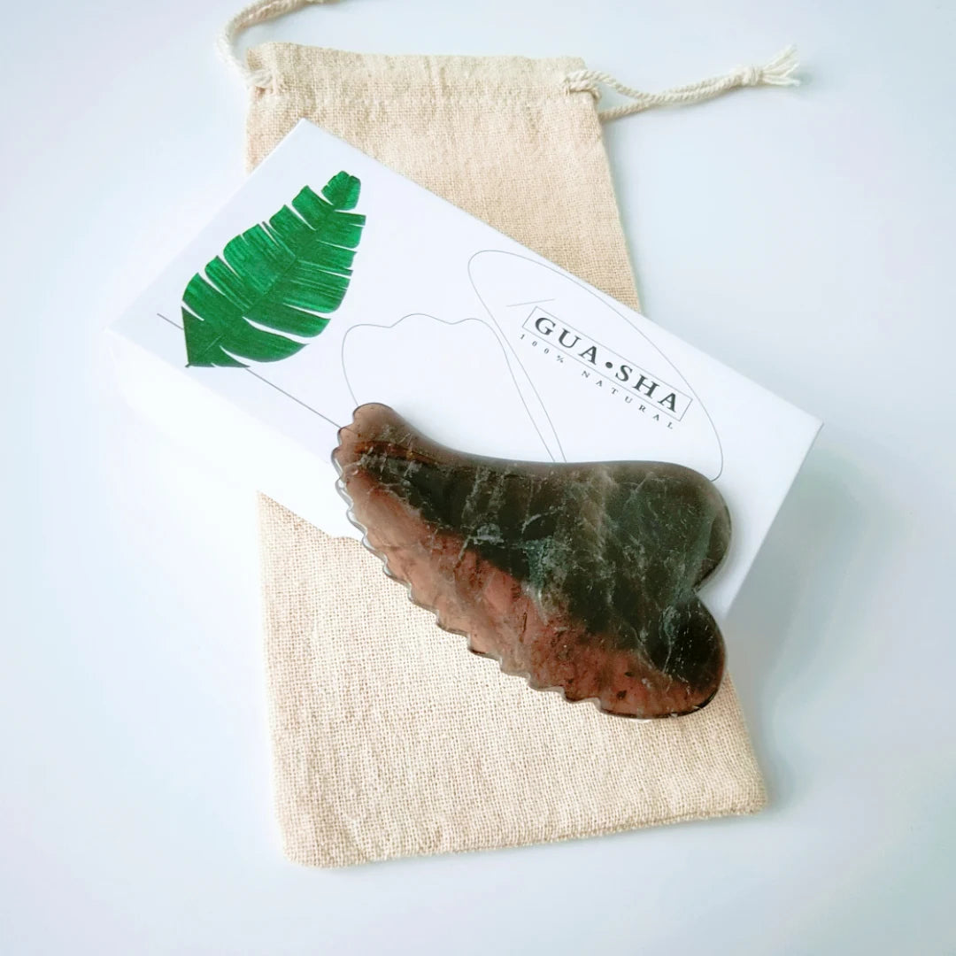 Huiying Face Slimming Spiky Heart Smoky Quartz Crystal Guasha Stone Board Body Scraping Massage Tool