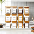 200ml 12pcs square High Borosilicate Glass Spice Jar With Bamboo Lid Set for Kitchen Seasoning Multiple Functions