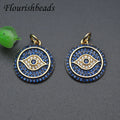 Anti Fading 18K Gold Plated White Blue CZ Big Eye Round  Pendant Charms for Jewelry Making