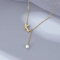 Fashion Jewelry 925 Sterling Silver Necklace butterfly Butterflies Diamond Pearl Tassel Chain Gold Plated Necklaces Women