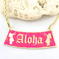 3D Engraved Name Necklace Hot pink Enamel Nameplate with Rope Chain for Women Girl Kids Hawaiian Samoan Gifts Jewelry Wholesale