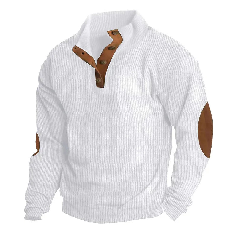 Minthson Men's Spring Autumn Stand Collar Pullover Shirt Solid Color Casual Breathable Long Sleeve Shirt for Outdoor Home Wear