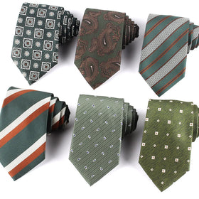 Wholesale Classic Men's Ties Green Business Handsome Necktie Stripe for Men by Shengzhou Mens Ties Manufacturer