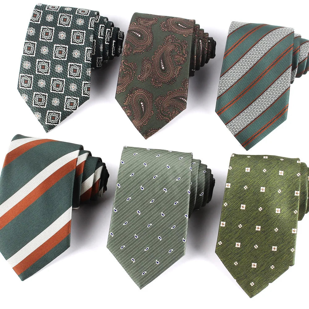 Wholesale Classic Men's Ties Green Business Handsome Necktie Stripe for Men by Shengzhou Mens Ties Manufacturer