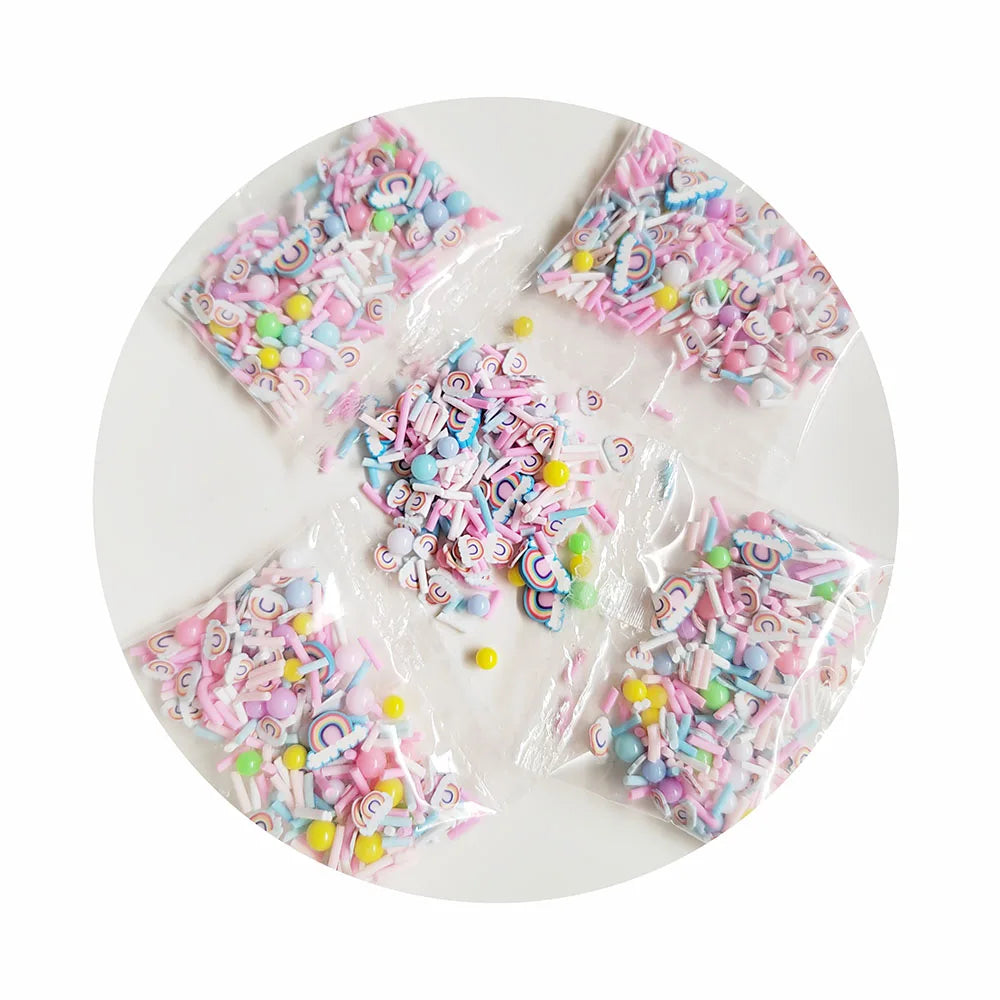 Resin Ball Mixed Polymer Hot Clay Sprinkles for Slime Rainbow Slices Decoration DIY Crafts Making Nail Arts Accessories