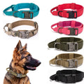 Heavy Duty Thick Soft Tactical Dog Collar Adjustable Nylon Training Dog Collar with Handle Padded Cotton Metal Buckle Dog Collar