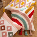 Ins Style Hotel Plush Pillowcase Nordic Geometric Living Room Sofa Cushion Pillow Cover Waist Rainbow Fringe Tufted Pillow