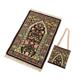 Luxury Arabic Ramadan Islamic Sajadah Madina Foldable Travel Portable Pocket Prayer Rug Mat With Bag Muslim