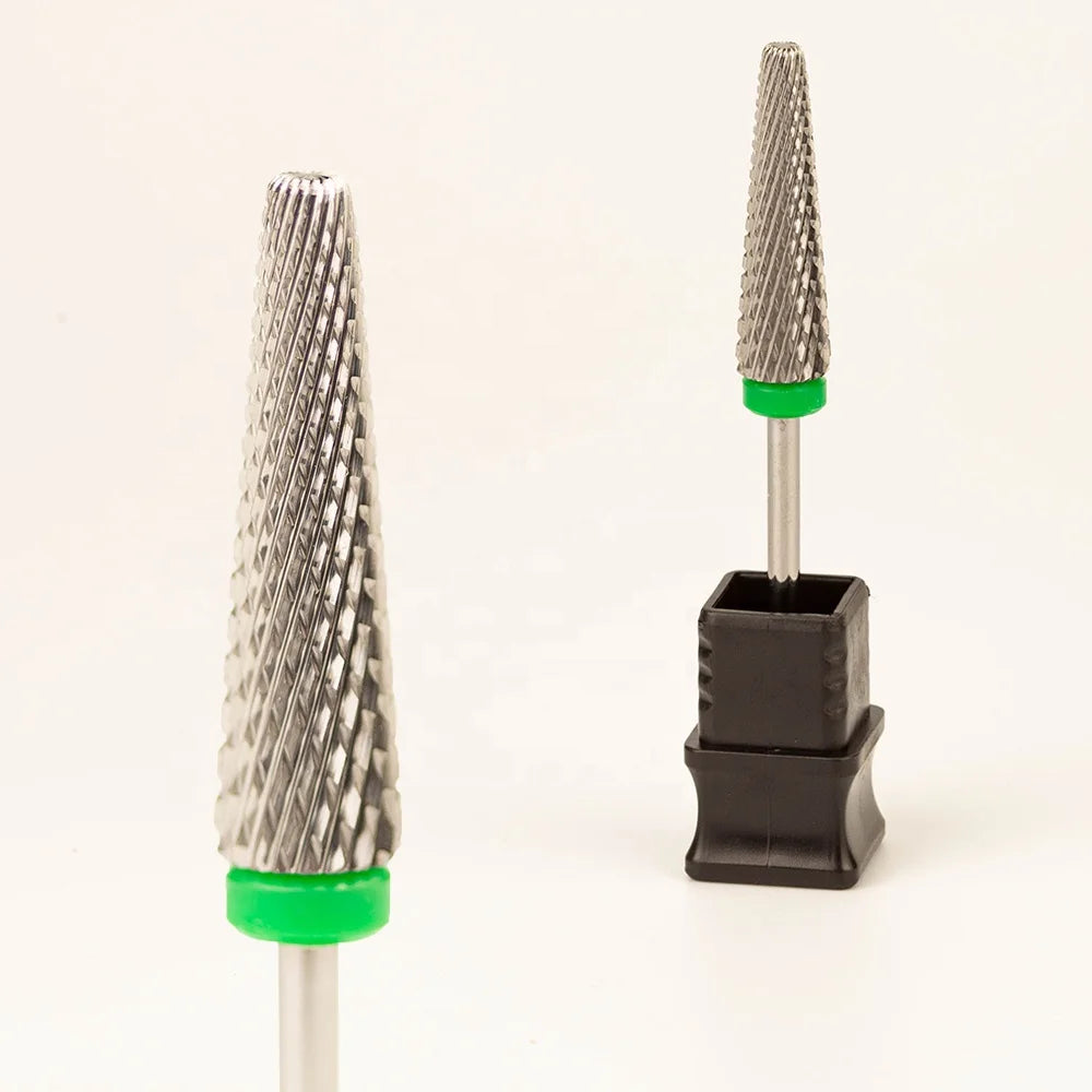 3/32" Coarse Wholesale Electric Safety E File Tungsten Super Long Tapered 5 in 1 Carbide Nail Drill Bits Cross Cut in Storage