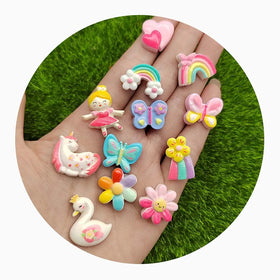 New Novelty Spring Summer Theme Flatback Resin Cabochons Love Heart Rainbow Dancing Girl Flowers Butterfly Beads for Jewelry DIY