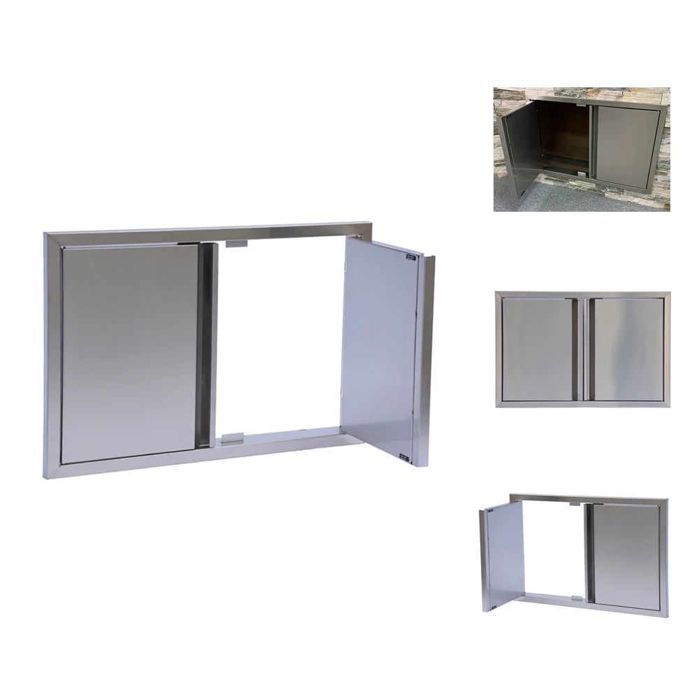 Worldful DDR3322 Handle Knob Hinge Outdoor Kitchen Cabinet Door Custom Stainless Steel SUS 304 Modern Built BBQ Grill Island