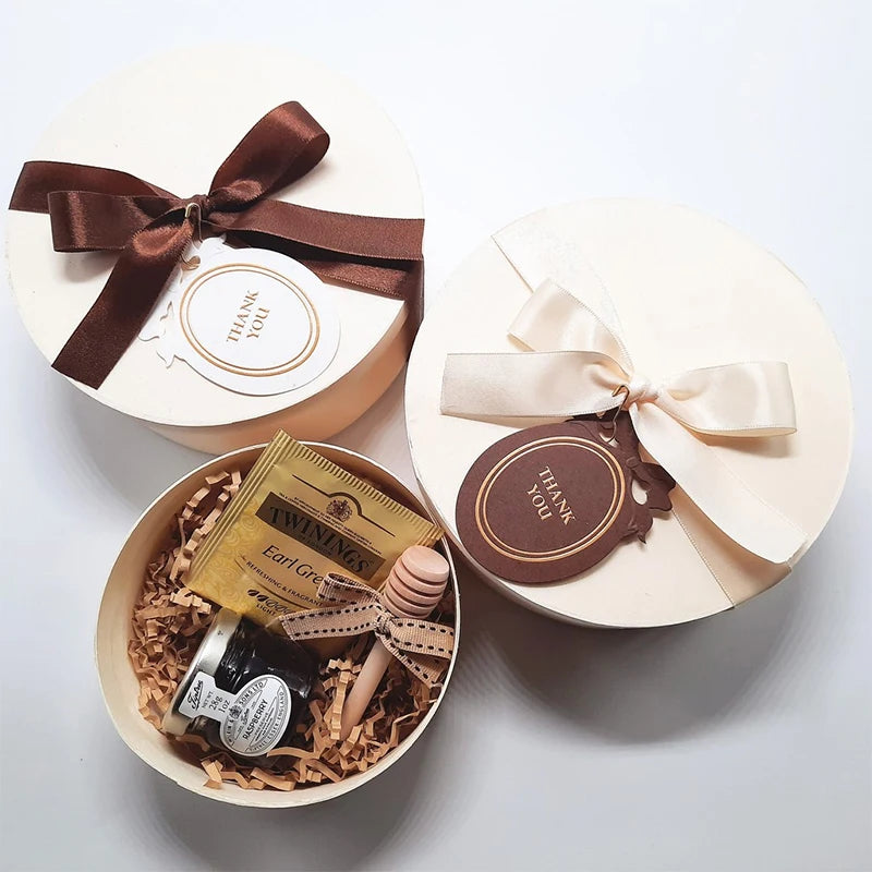 Hot Sale Customize Size Logo Wooden Round Shape Chocolate Cheese Cake Praline Holiday Christmas Socks Gift Food Packaging Box
