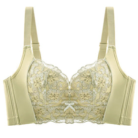Romantic Women's Breathable Comfortable Underwear New Embroidered Lace Without Underwire Top Made of Breathable Fabric Nylon