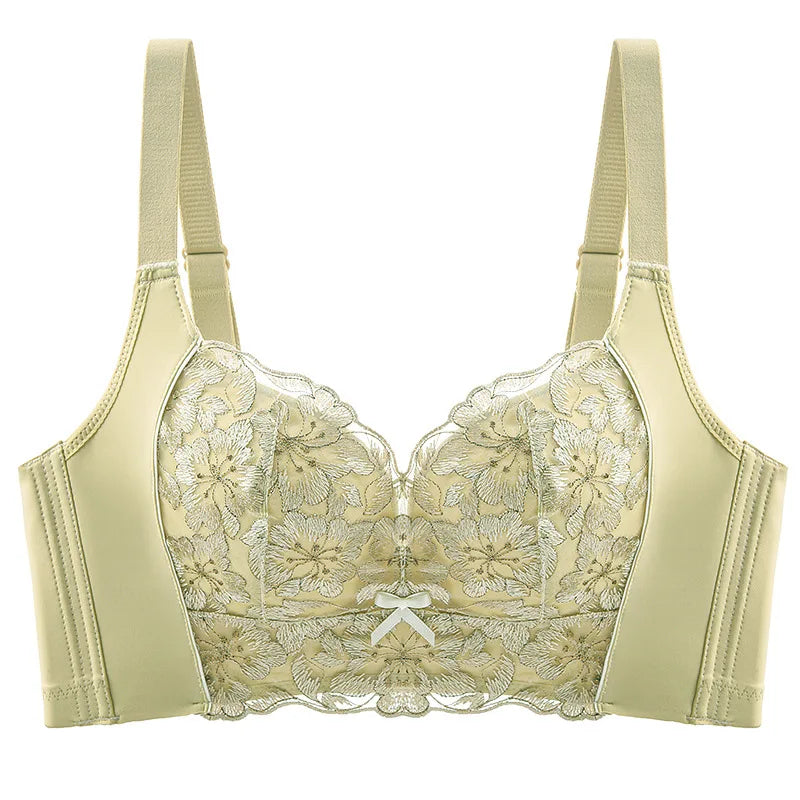Romantic Women's Breathable Comfortable Underwear New Embroidered Lace Without Underwire Top Made of Breathable Fabric Nylon