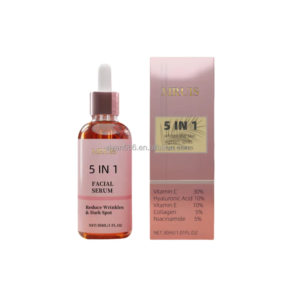 Private Brand Mruis 5-in-1 Anti-aging Anti-wrinkle Firming Whitening and Moisturizing Collagen  Vitamin C and E Whitening Serum