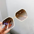 New Women Oversized Polygon Eyewear 2023 Gradient Brown Rimless Sun Glasses for Female Brand Designer Uv400