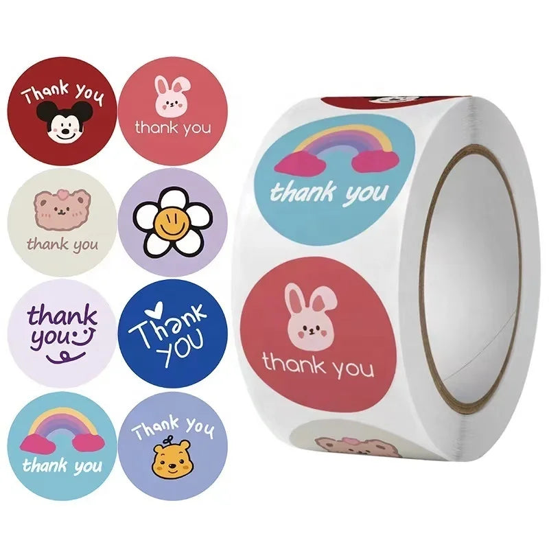 Customized Custom Printing Logo Round Adhesive Label Gloss Matte Vinyl Aesthetic Small Business Thank You Stickers
