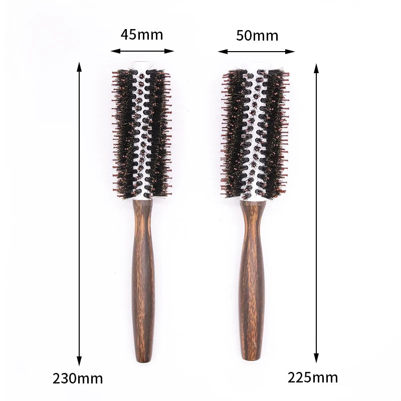 Roll Hair Brush Wood Custom Hair Dye Comb Wooden Round Bristle Brush Curling Hair Brush