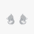 Ailmay Real 925 Sterling Silver Cute Cat Stud Earrings Charm Dazzling CZ Animal Earrings for Women Statement Fine Silver Jewelry