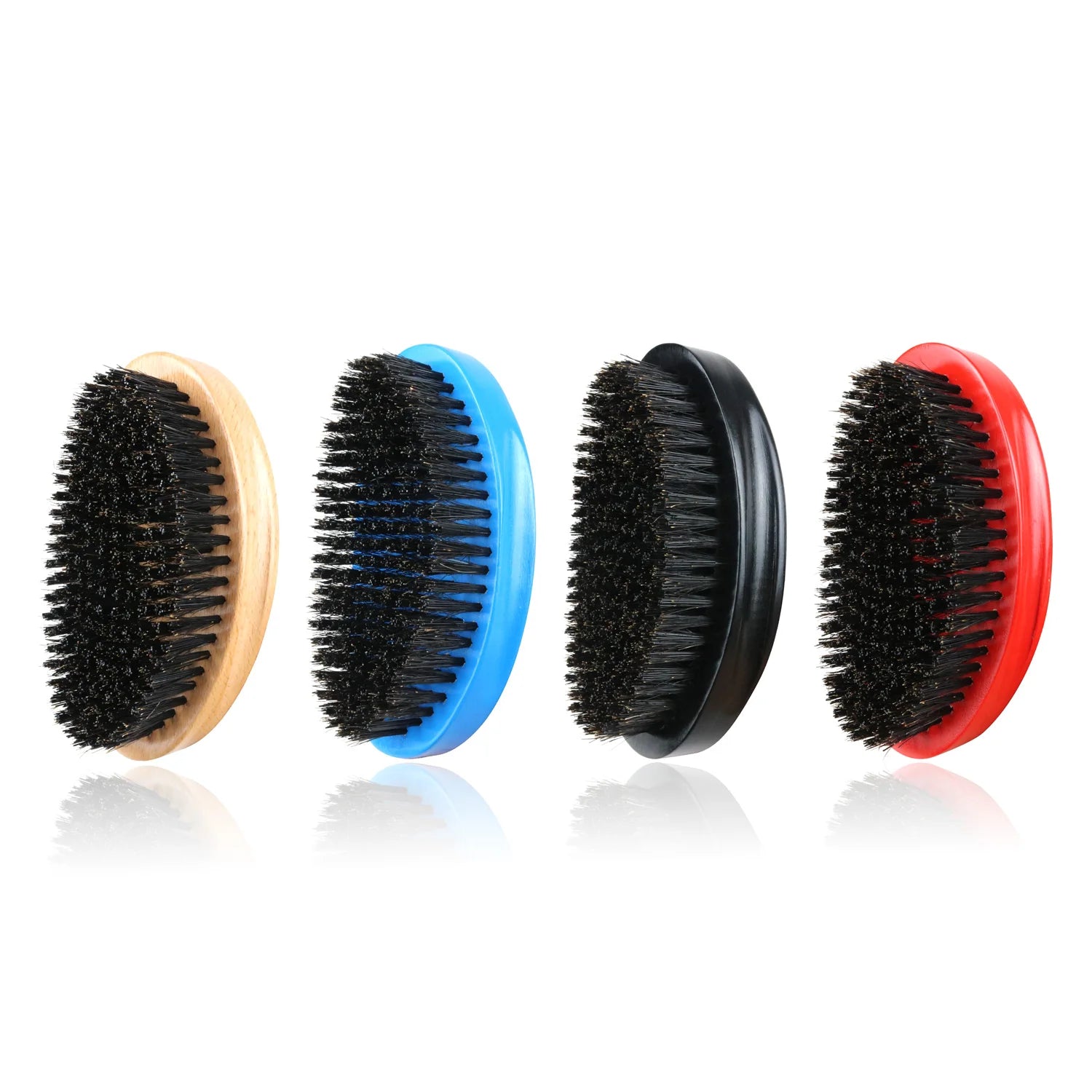 Custom Logo Nature 100% Boar Bristle Hair Beard Brush 360 Wave Curved Wooden Beard Brush Black Hair Brush for Men