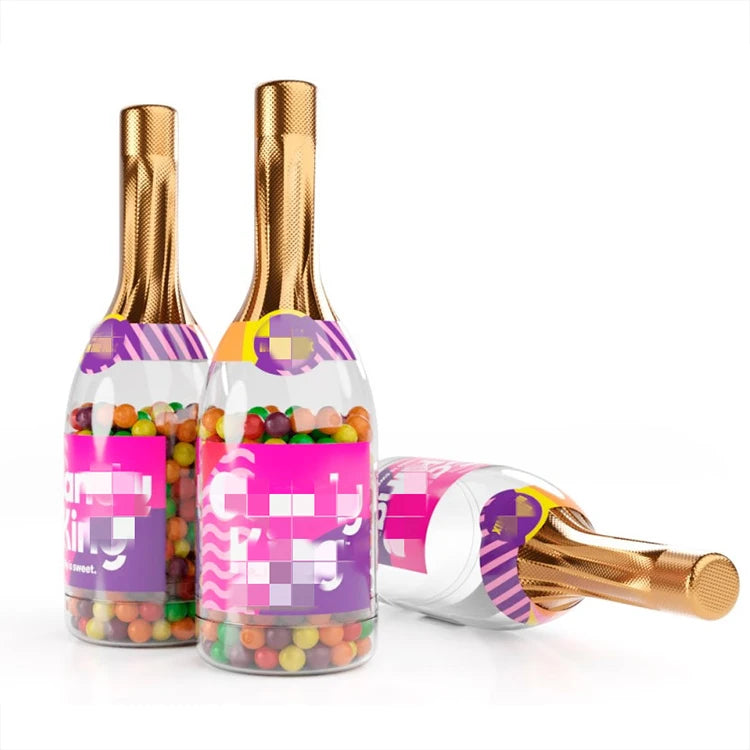 Custom Wedding & Birthday Gift Champagne Plastic Candy Bottle Factory Stock In-Stock Plastic Bottles