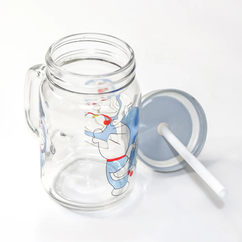 XuanYi Wholesale Sublimation Sippy Cup DIY Custom Print 15OZ Glass Mug With Lid Sublimation Blank Clear Glass Mugs