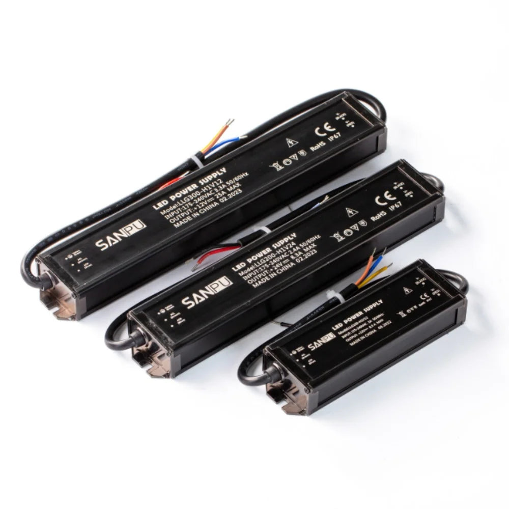 12V 16A Slim Strip Light Power Supply Outdoor Rainproof IP67 Waterproof CCTV Camera Switching Supply AC-DC 12V 24V Led Driver