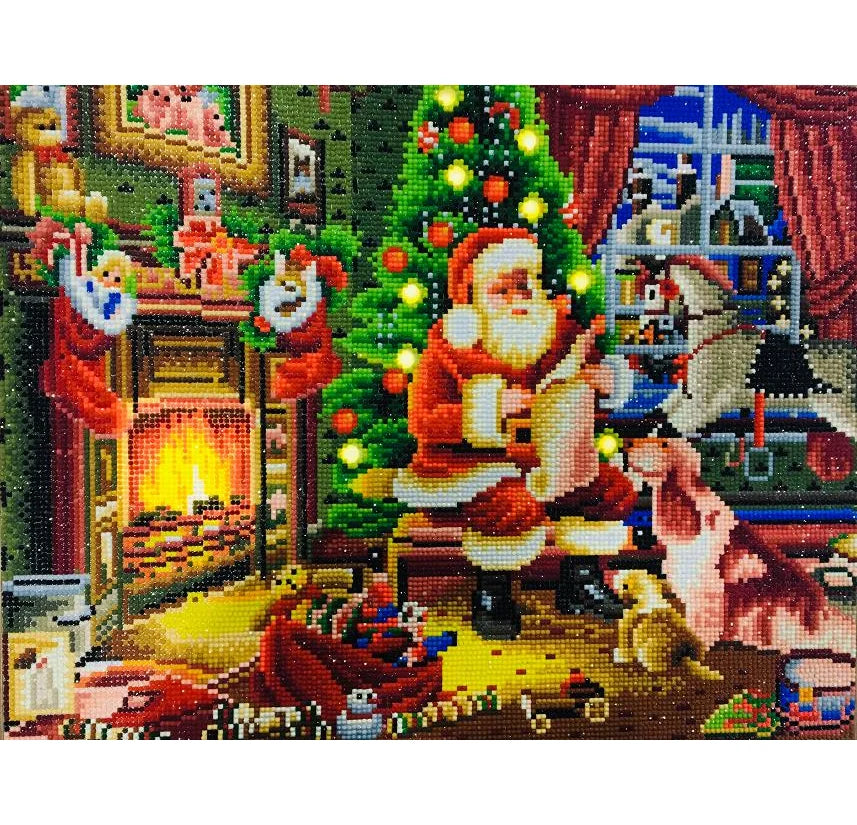 Hot Selling 40x50 LED Light Diamond Paintings Christmas Luminous Beads Drill Crystal Flower Cartoon Landscape Framed Printed