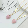 AJ430 Natural Rose Quartz Necklace Stainless Steel Jewelry Heart Necklace Gold Necklace