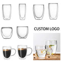 Two-step Molded Durable Double Wall Glass Cup With Handle Heat Resistant High Borosilicate Glass Tumbler for Milk Coffee Tea