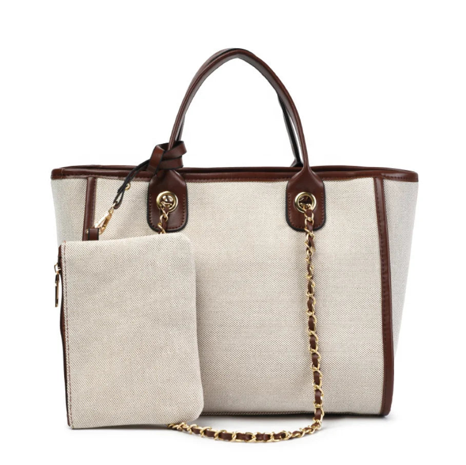 2026 New Designer Fashion 2 Pcs Handbags Sets Shoulder Crossbody Casual Trending Simple Hand Bags Women Tote Bag Canvas Bag