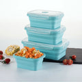 Microwave Safe Reusable Silicone Lunch Box Camp School Office Collapsible Bowl With Lid Container Food Salad Storage