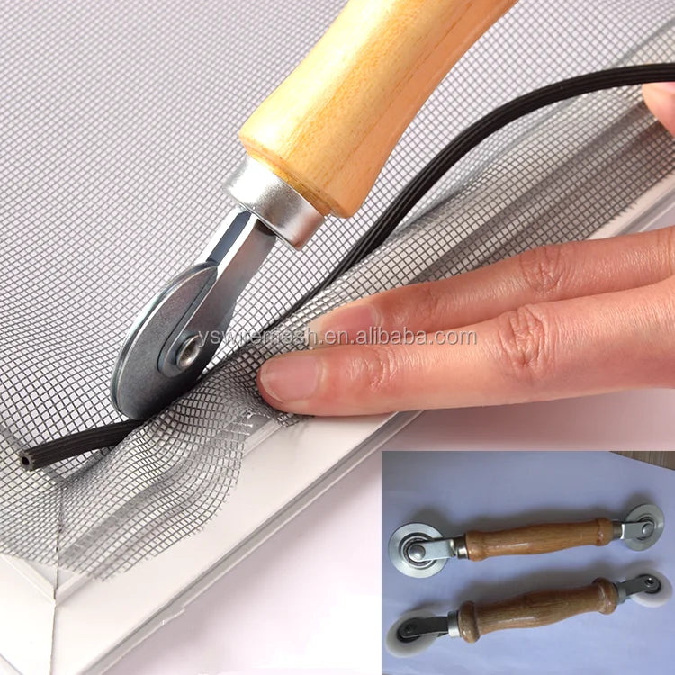 Window& Door Screen Install Tools Spline Roller with Wooden Hand Tool and Wheels MegaBDM