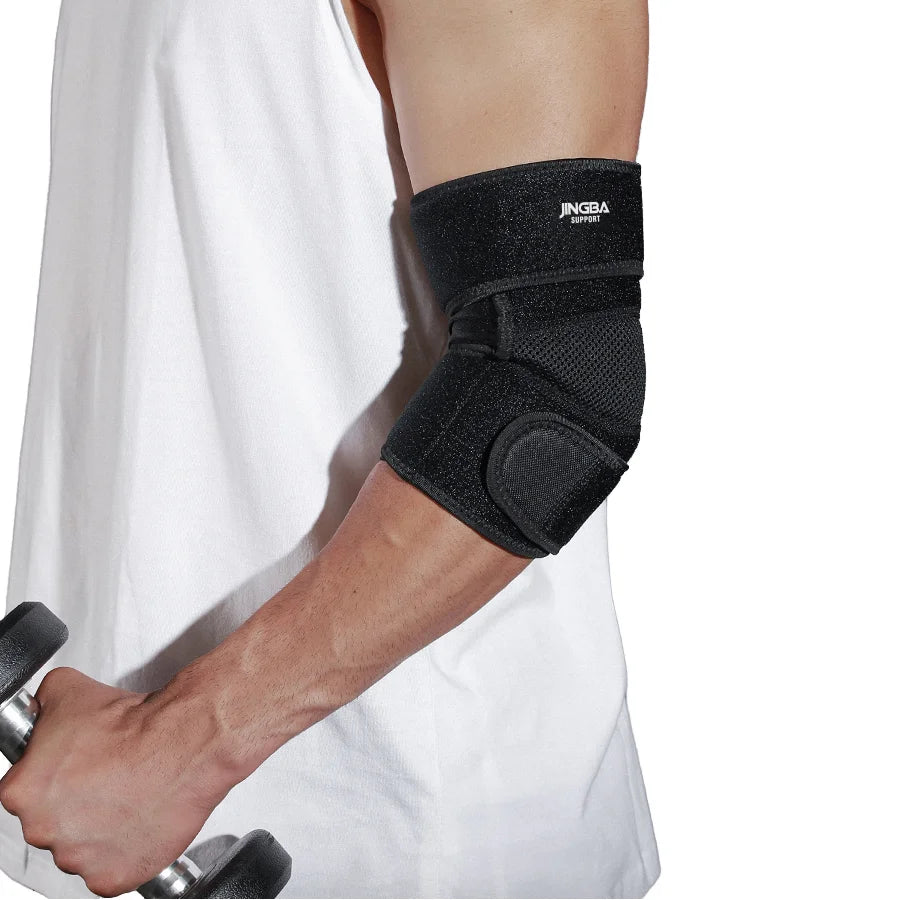 JINGBA CE ISO Factory Custom New Adjustable Protective Elbow Brace Pads for Weightlifting Powerlifting Tennis Golf Basketball