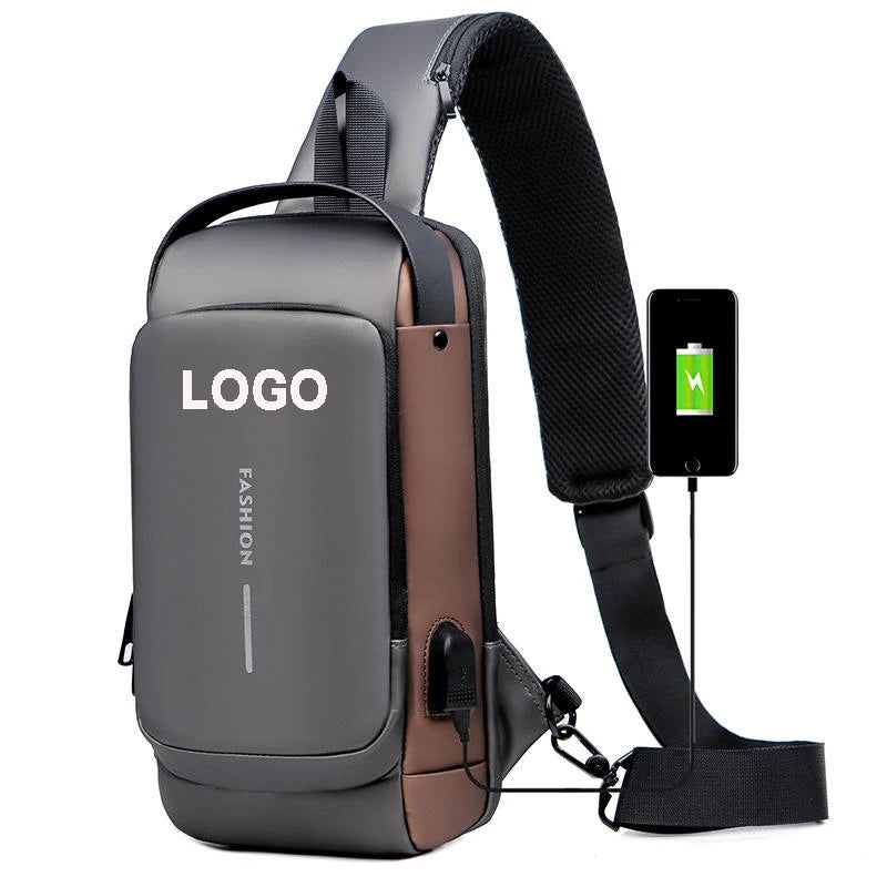 Custom Trendy Unisex Crossbody Sling Bag Waterproof Phone Chest Bag with USB  Fanny Pack for Travel for Men and Women