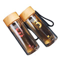 Sublimation Borosilicate Tea Tumbler Double Wall Sport Water Bottle with Bamboo Lid for Sports or Daily Use Glass Drinkware
