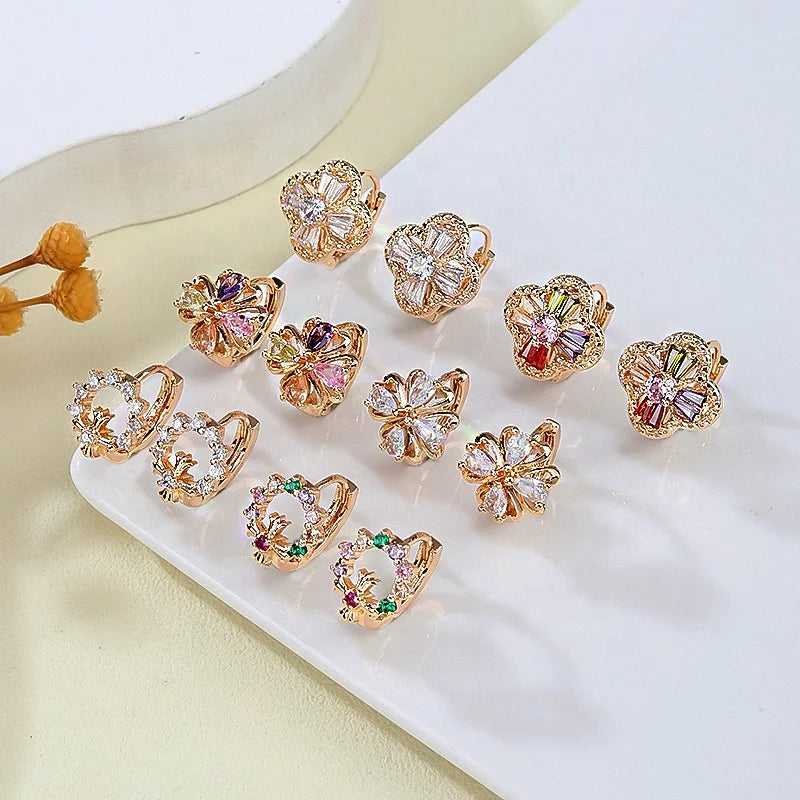 Fashion Dubai Copper Golden Plated Jewelry 18k Gold Kid Flower Earring