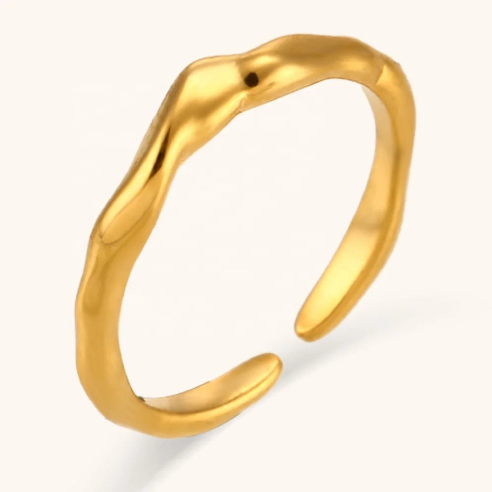 Dingran 2025 Bijoux Acier Inoxydable Minimalist Jewelry Adjustable Wave Shape Rings Stainless Steel Gold Plated Rings