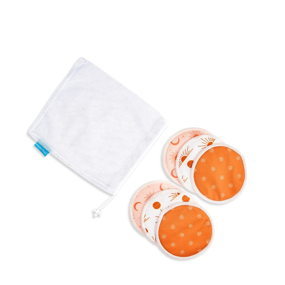 Elinfant Reusable Waterproof Colorful Nursing Pads Washable Bamboo Female Soft Breast Pads 6 Pcs/pack
