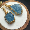Kindfull Natural Gemstone Healing Crystal Stone Aquamarine Rough Stone Crystal Pendants for Gifts