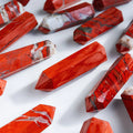 Wholesale Natural Crystals Healing Gemstone Red Jasper Point Polished Crystal 60-100mm Wedding Decoration Gift Ying Lai Jewelry